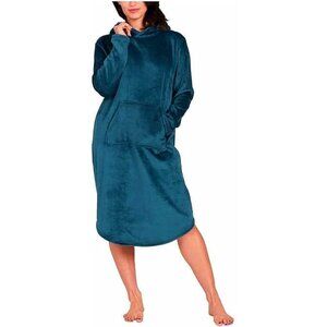 32 Degrees Heat Women's Teal Hooded Cozy Plush Sleep Lounger Size S/M Sleepwear